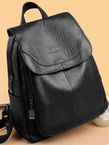 LANYIBAIGE Women's Soft PU Leather Backpack, Student School Bag, High-Quality Multifunctional Backpack, Women's One Shoulder Commuter Bag - Black - View 1