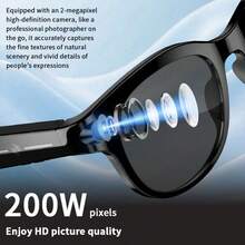 LIGE Smart Glasses 290mAh High-Capacity Battery 200MP HD Camera AI Voice Assistant / Photo Capture / Video Recording / Audio Recording / Music Control / Calls / Notification Alarms / Status Indicator Lights / AI Translation / Smart Object Recognition / Touch Controls / Music Playback (Music Control, Local Music) Multi-Functional Fashion Smart Glasses - 1 Set - View 4