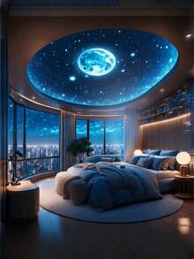 1pc USB-Powered Water Ripple Night Light – Multi-Color LED Star Light With Blue Lighting Effect, Perfect For Bedroom & Living Room Decor, Romantic Atmosphere Creator For Christmas, Valentine'S Day, Weddings, And Birthdays, Bedroom Night Light| Water Ripple Effect| Decorative Lamp, LED Lights For Bedroom - Multi-color light - 查看 6