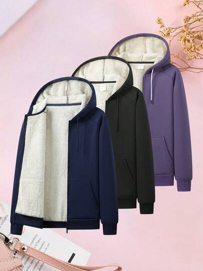 女士抓绒卫衣 - 保暖冬季套头衫，带口袋，舒适休闲街头风，适合健身、跑步、旅行、办公和户外活动