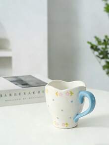 1个手绘陶瓷咖啡杯，带有浮雕图案，适合下午茶 - 彩色 - 查看 3