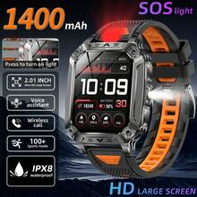 Relógio esportivo inteligente multifuncional com tela grande de 2,01" com lanterna, funções de chamada, SMS, pedômetro, reprodutor de música e alarme. - Multicolorido - Ver 1