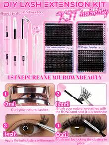 680/570pcs Large Capacity D-Curl Fluffy False Eyelashes Set, Thick & Voluminous, Various Combinations, 8-16mm Length, Natural & Soft. Set Includes Eyelash Glue, Adhesive, And Setting Spray. Suitable For Travel, Daily Wear (Beginner Friendly), Weddings, Dates, Parties, Holidays, Also Great As Christmas/Halloween/Holiday Gift. - 黑色 - 查看 4