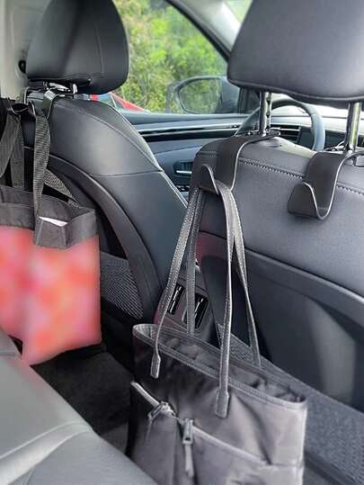 4pcs Car Headrest Hooks, Multi-Function Backseat Storage Hooks, Front & Rear Seat Hanger Racks, Car Interior