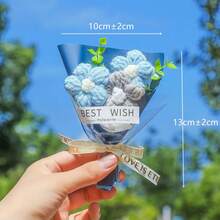 手工礼品花束，针织绒球花束，迷你仿真向日葵和雏菊，节日派对礼品，生日礼物 - 彩色 - 查看 5