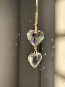 2个心形水晶阳光捕捉器，4种款式悬挂式水晶，彩虹制造器，适用于窗户、阳台、厨房、花园装饰，母亲节礼物，家居装饰，房间装饰，墙面装饰礼物，生日毕业礼物 - 彩色 - 查看 9