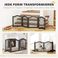 Freestanding Dog Gate With Feet, Foldable, 4 Panels, 208 X 29.5 X 61 Cm, Black - Black - View 2