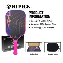 HTPICK 1 buah Raket Pickleball Serat Karbon Kawat Titanium Warna-warni, Raket Matte Bertekstur Dingin, Tebal 16mm, Sangat Ringan, Daya Ledakan yang Kuat, Cocok untuk Pemain Pemula dan Mahir - MultiWarna - View 18