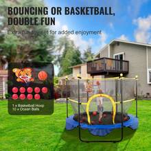 5FT Trampoline For Kids, 60" Indoor Outdoor Trampoline With Safety Enclosure Net, Basketball Hoop And Ocean Balls, Mini Toddler Recreational Trampoline Birthday Gifts For 3+ Years Kids - Royal Blue - View 5