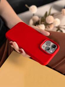 1 chiếc ốp lưng điện thoại silicon lỏng màu kẹo ngọt sang trọng, có nút AI, tương thích với iPhone 17 Air 16 15 14 13 12 11 Pro Max Plus | Siêu mỏng, chống sốc | Điện thoại - Đỏ - Xem 4