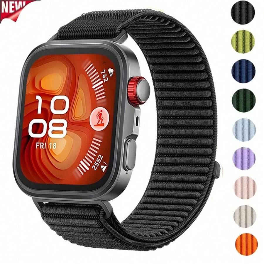 透气尼龙表带，兼容华为 Fit3/Fit4/Fit4 Pro 智能手表，可调节运动表带，轻便耐用，男女通用，适合健身活动 - 均碼 - 查看 1