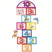 1pc Removable PVC Digit Wall Sticker With Different Animal Patterns On Numbers 1 And 10, Suitable For Living Room, Bedroom And Floor Decor - Multicolor - View 6