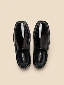 Boy's Dress Shoes Slip-On Loafer Wedding Shoes Versatile Lightweight Casual Flat Shoes For Children, Suitable For Everyday Wear In All Seasons - 黑色亮皮 - 查看 1