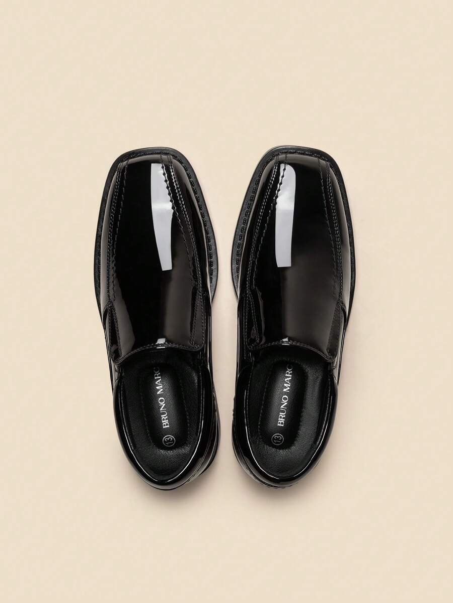 Boy's Dress Shoes Slip-On Loafer Wedding Shoes Versatile Lightweight Casual Flat Shoes For Children, Suitable For Everyday Wear In All Seasons - 黑色亮皮 - 查看 1