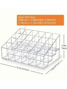1pc Transparent Lipstick Storage Box, Plastic 24-Slot Lipstick Holder, Cosmetic Organizer Display Case, Acrylic Desktop Display Stand, Suitable For Home, Room And Dorm - Multicolor - View 4