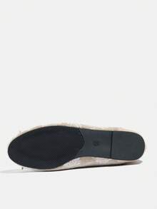 2026新款加大码女士圆头绒面芭蕾舞鞋，舒适休闲一脚蹬鞋，百搭连衣裙，优雅蝴蝶结装饰，舒适平底鞋，不伤脚 - 杏色 - 查看 5