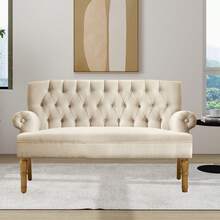 Loveseat Sofas For Living Room Loveseat For Living Room Couch In A Box Sofa Para Sala Love Seats Furniture Sofa In A Box Long Couches For Living Room Settee Loveseat,Linen - 米色 - 查看 1