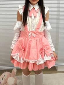 1pc Cute Lolita Maid Costume Set, Anime Cosplay Outfit Includes Dress + Apron, Suitable For Parties, Performances, Balls, And Stage Wear - 彩色 - 查看 13
