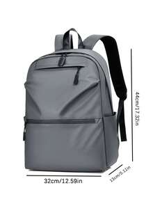 灰色PU双肩包，多口袋设计，经典日常通勤包，旅行包，适合旅行、上学、男女通用。大容量，高品质通勤包，是旅行、日常通勤、运动健身的理想之选。时尚设计，简约而不失精致。 - 灰色 - 查看 8