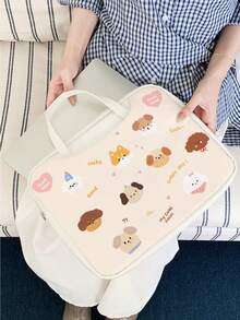 1pc Cute Puppy Pattern 15"/14" Laptop Sleeve, Lightweight & Fashionable, PU Leather Water-Resistant & Shock-Proof Design, Essential For College Students - Multicolor - View 5