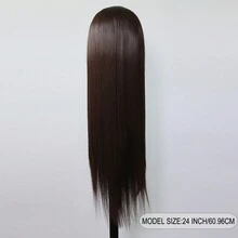 24英寸和40英寸巧克力棕色合成蕾丝前假发，耐热纤维，无需胶水 - 预先拔毛的自然发际线，180%密度深棕色蕾丝前假发，13x4蕾丝区域，适合日常佩戴和角色扮演 - 巧克力棕 - 查看 5