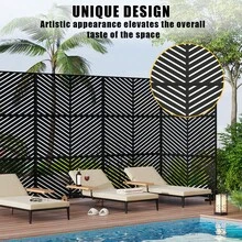 Pantalla de Privacidad Metálica de 74" Alto x 47.2" Ancho con Soporte, Panel Divisor de Habitación Decorativo Exterior, Partición de Patio Libre para Terraza, Balcón y Jardín, Uso Dual Interior y Exterior - Estilo 1 - Ver 6
