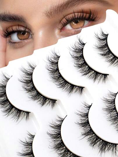 5 pares de pestañas postizas 3D esponjosas, puntiagudas y gruesas estilo cómic, voluminosas, rizadas y con aspecto de muñeca, pestañas falsas realistas, hechas a mano con lana cómoda, al estilo japonés y coreano