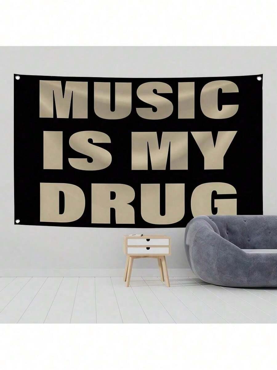 MUSIC IS MY Music Abstract Cartoon Art Design Tapestry Color Wall Hanging Flag For Bedroom Living Room Dorm Halloween Party Decor,Guys Man Cave,Modern Music Art Tapestry Banner Gift - 3x5英尺(90x150公分) - 查看 1