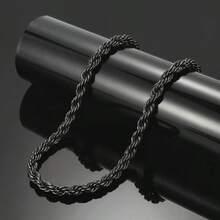 قلادة حبل مجدول ذهبي عصري لرجال الهيب هوب - قلادة سلسلة مضفرة عصرية على طراز الهيب هوب - مشاهدة 7