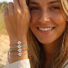 1条时尚简约恶魔之眼手链，恶魔之眼手链，串珠手链，可调节编织手链，适合日常通勤、情侣手链、姐妹手链、友谊礼物、生日礼物、情人节礼物、姐妹礼物、周年纪念礼物 - 彩色 - 查看 5