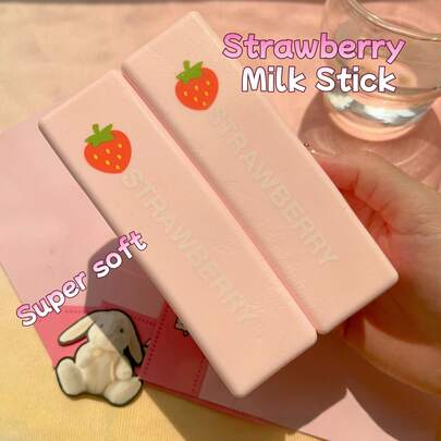 2026 Nuevo juguete de espuma PU de barra de leche de fresa con rebote lento y suave, juguete de pan para aliviar el estrés, juguete de fidget estirable y suave, regalo para niños y niñas