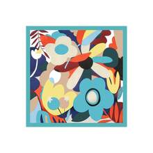 Women's  Floral Print Faux Silk Scarf, Colorful Square Silk Handkerchief, Elegant High-End Neck Scarf, Fashionable Accessory For Daily Wear & Special Occasions - 棕色花卉 - 查看 5