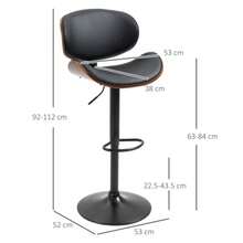 Set Of 2 Bar Stools, Height-Adjustable Kitchen Stools, Faux Leather Counter Stools, Swivel Chairs With Footrests, Bar Stools For Kitchen, Dining Room, Black, Steel, 53 X 52 X 92-112 Cm | - Black - View 3