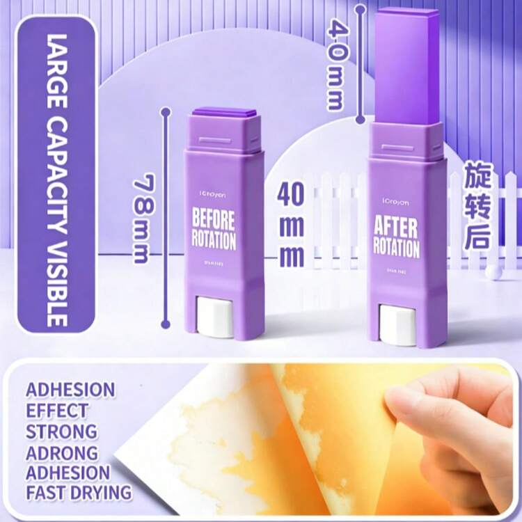 1pc Color Changing Solid Glue Stick, Rectangular Shaped High Viscosity Craft Glue Stick For DIY Scrapbooking - Multicolor - View 3