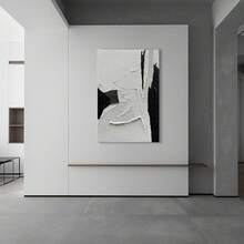 NANKAI Art Minimalist Hand Painted Thick Texture Black And White Oil Painting 10x10 Inch Large Oil Painting Home Room Decor Bedroom, Smiling Friends, Room Decor, Decorations, Coffee Bar Essentials - Clear - View 3