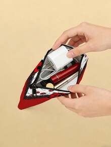 1PC Kawaii Anime Girl Graphic Makeup Bag, Y2K Aesthetic Pink Heart Zipper Pouch, 1pc KPOP Cartoon Character Cosmetic Organizer, Cute "SIX SEVEN" Print Toiletry Bag, Japanese Style Manga Art Stationery Case, Otaku Essentials Storage - Multicolor - View 4