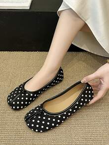 2026 New Black Polka Dot Soft Leather Split-Toe Mule Shoes | Retro Low-Cut Slip-On Shoes, Versatile For Commuting, Dating, Mid-Autumn Festival, National Day, Christmas, Halloween, Thanksgiving, Daily Wear - Multicolor - View 17