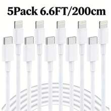 1/3/5条装 PD 20W 快充线 | USB-C 转 Lightning 耐用防弯折线，兼容 iPad/iPod，家居礼品，30 分钟充电 60% - 彩色 - 查看 13