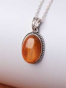 1 pieza Collar con colgante de piedra de ojo de tigre natural, diseño de pareja de moda - piedra ojo de tigre - Ver 2