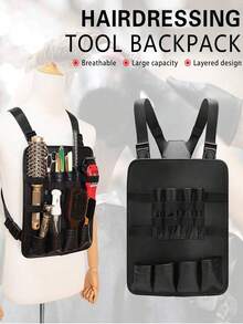 1pc Professional Hairdresser Organizer Bag, Black Faux Leather Chest Pocket, Adjustable Buckle, Unisex Barber Tool Kit, Ideal Christmas Gift, Suitable For Hair Salon Use (Bag Only) - Multicolor - View 2