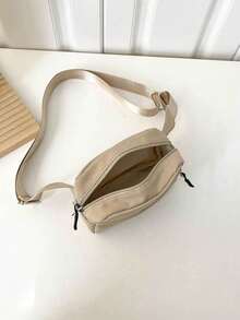 Solid Color Nylon Fabric Versatile Minimalist Waist Bag, Running Sports Chest Bag, Multi-Functional Crossbody Chest Pack, Fashionable Women Mini Chest Bag, Phone Pouch, Coin Purse, Business Style, Travel, Sports - Khaki - View 3