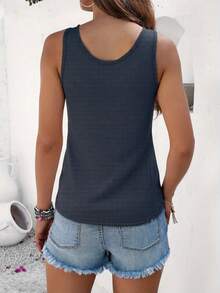 2pcs New Spring & Summer Women's Wide-Shoulder Tank Tops, Big U-Neck Sleeveless Crop Vests For Layering - Multicolor - View 5