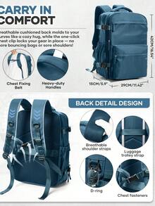 Foldable Travel Laptop Backpack, Airplane Approved, Unisex Travel Bag, 14-Inch Notebook Business Computer Backpack, Waterproof Large Capacity Backpack, Weekend Bag, Black - Multicolor - View 4