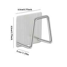 3/5 piezas Soporte de esponja de acero inoxidable, rejilla de drenaje del fregadero de cocina, ganchos adhesivos de pared para almacenamiento de esponjas, ganchos colgantes multifunción - Plateado - Ver 4