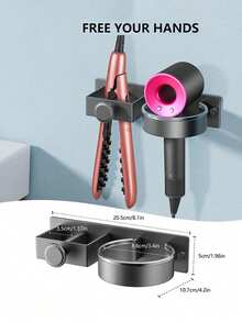 Wall Mount Hair Dryer Holder, Drill-Free Bathroom Hair Dryer Storage Rack, Straightener & Iron Organizer, Curling Iron Holder (Suitable For Salons & Bathrooms), Hair Dryer & Ironing Board Stand, Bathroom Accessories, Home Decor Bathroom Accessories - Multicolor - View 4