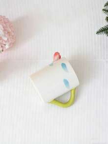 1 chiếc cốc cà phê bằng gốm vẽ tay hình hoa tulip và thỏ, thích hợp dùng cho trà chiều. - Nhiều màu - Xem 5