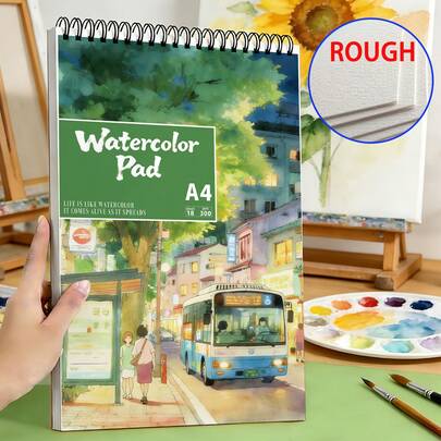 Cuaderno de bocetos de acuarela con espiral A4/A5, 18 hojas de papel de 300 g/m², diseño de portada con escena de calle de la ciudad - Ideal para el paisaje urbano y el boceto de arquitectura, papel de calidad de archivo libre de ácido, adecuado para artistas y estudiantes, bloc de bocetos grueso para preservación a largo plazo