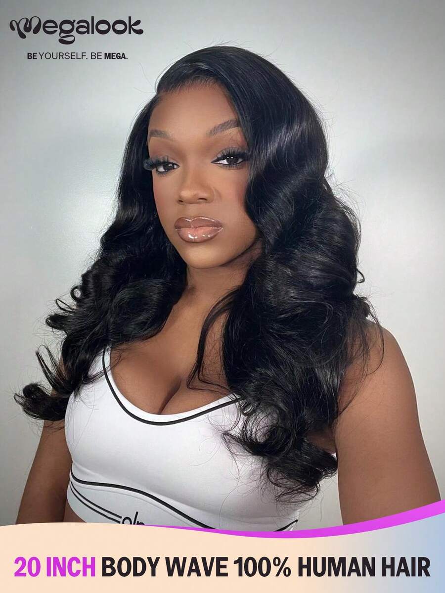 MEGALOOK 20 Inch Water Wave Wig, 6x6 T-Part Lace, 100% Human Hair - Pre-Cut Lace, Pre-Plucked Hairline, Thin Knots, Natural Black, Options: 6x5, 13x4, 13x6, 360 Degree Lace, Transparent Lace Closure, No Glue Wig, Beginner Friendly - No Adhesive Required, Lightweight Cap