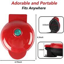 Máquina de waffles "Amor", mini máquina de waffles de 5 pulgadas, portátil y eléctrica, pequeña máquina para sándwiches de waffles y desayuno - Tipo de Enchufe A USA (110-127V) - Ver 10