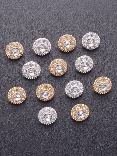 10pcs Round Full Pearl Embroidered Golden Small Buttons, Suitable For Shirts, Cardigans, Dresses, Jackets, Sweaters, Decoration, Hand-Sewn Buttons, Flower Gift Box, Shoes, Hats, Bags DIY Accessories